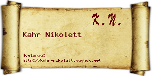 Kahr Nikolett névjegykártya